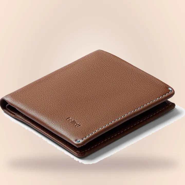 Slim hazelnut leather wallet