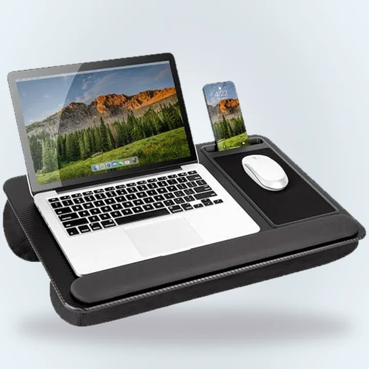 Black lap desk with mouse pad