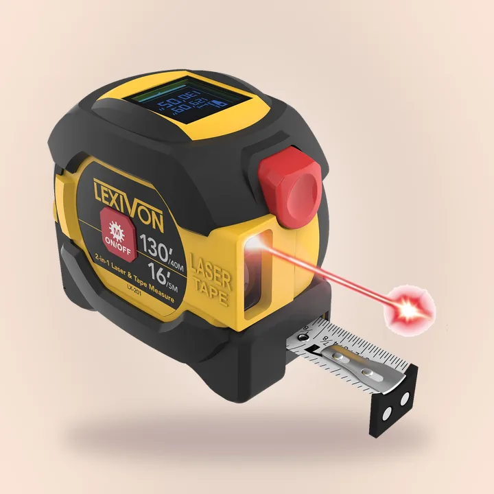 Digital laser tape measure with LCD