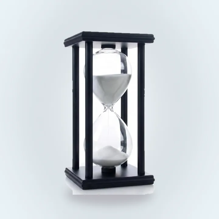 Hourglass sand timer with wooden frame