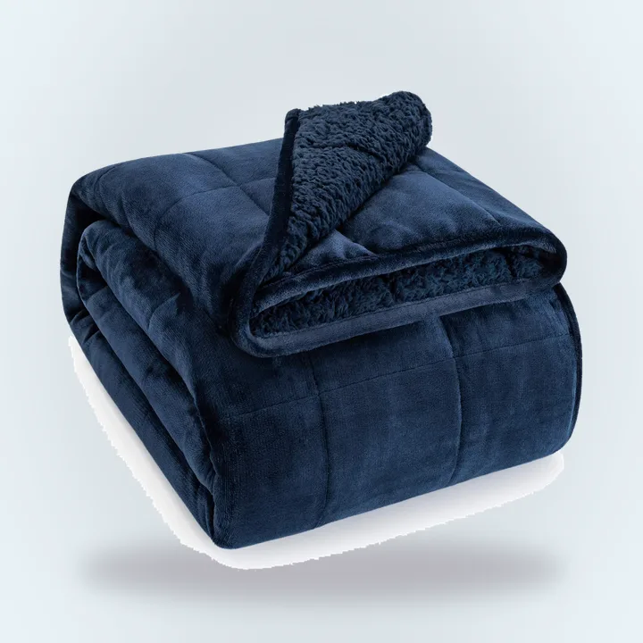 Navy blue sherpa weighted blanket