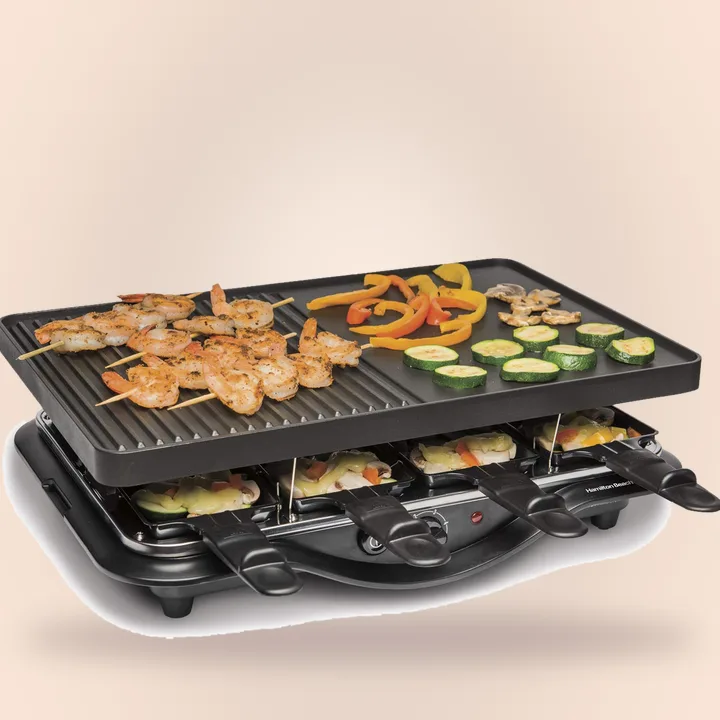Electric indoor raclette grill
