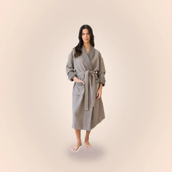 Waffle-weave spa robe