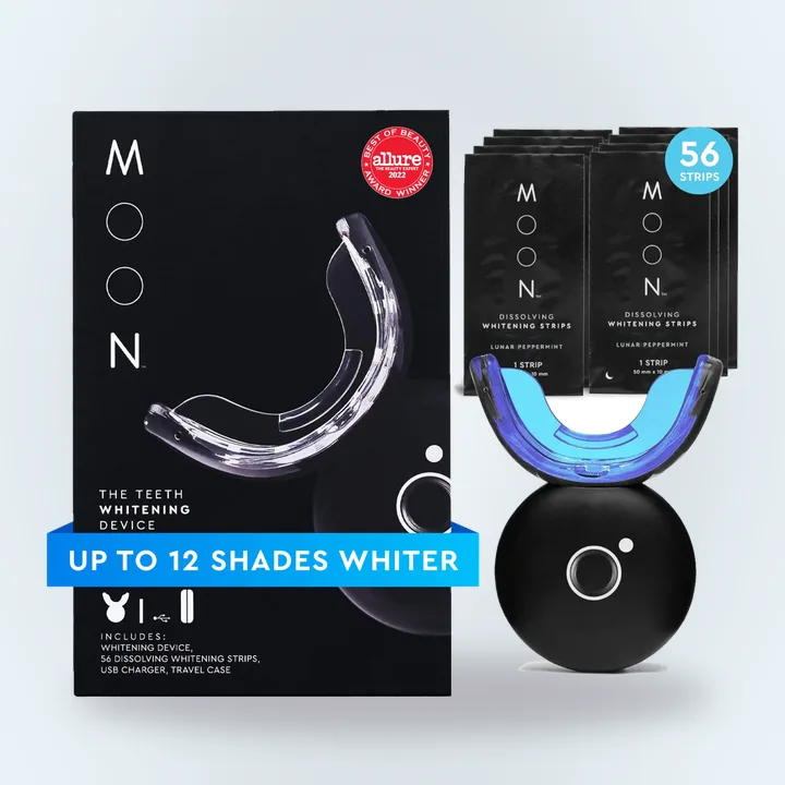 Teeth whitening kit with LED device and strips