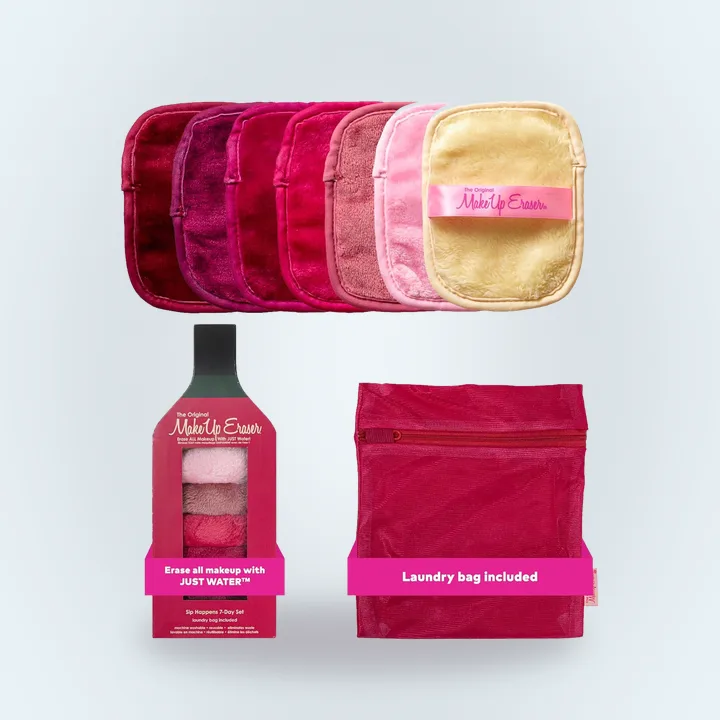 MakeUp Eraser 7-day set in the Sip Happens print