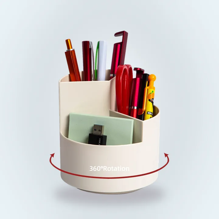 White spinning desk pencil holder
