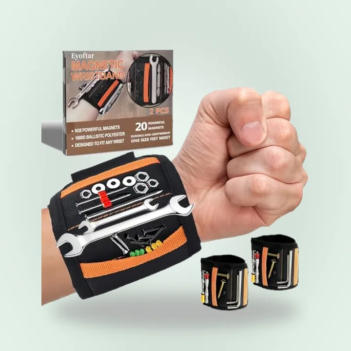 Magnetic wristband for holding screws