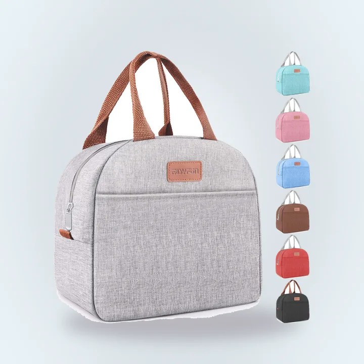 Grey insulated lunch bag