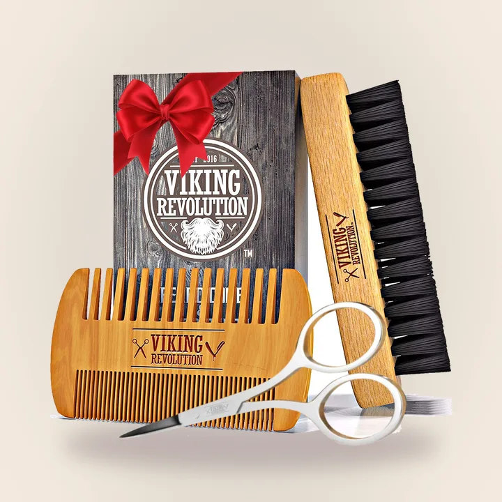 Beard comb and brush with velvet pouch