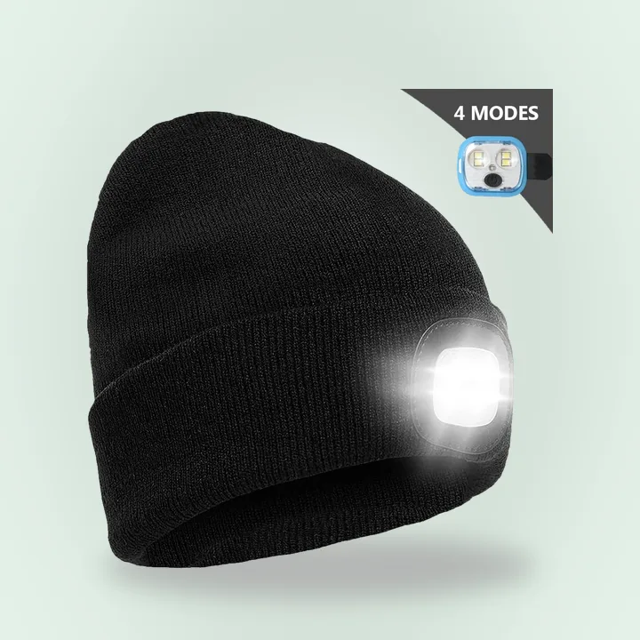 Knitted beanie with LED light