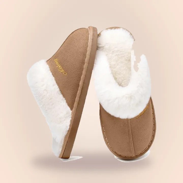 Fuzzy memory foam house slippers