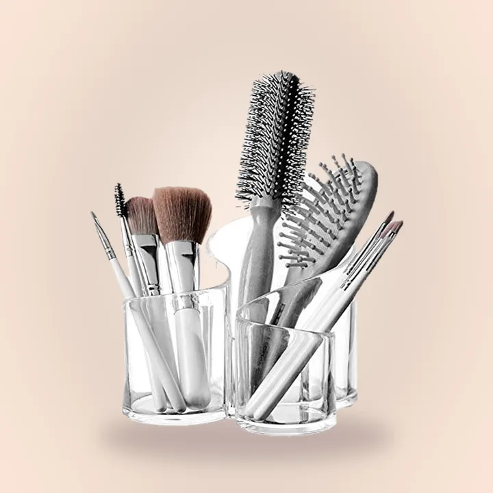 Wavy acrylic makeup brush holder