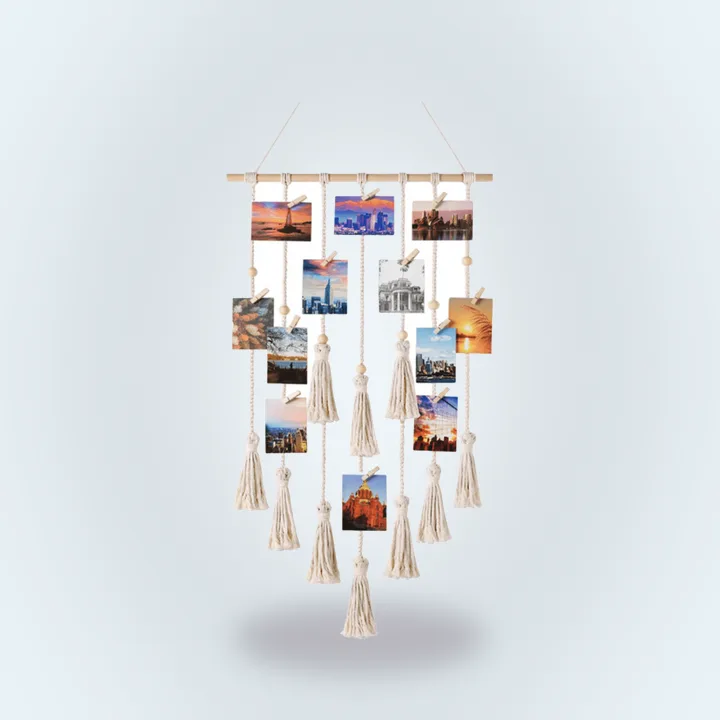 Ivory photo display board with clips
