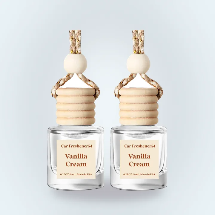 Two hanging glass bottle car air fresheners