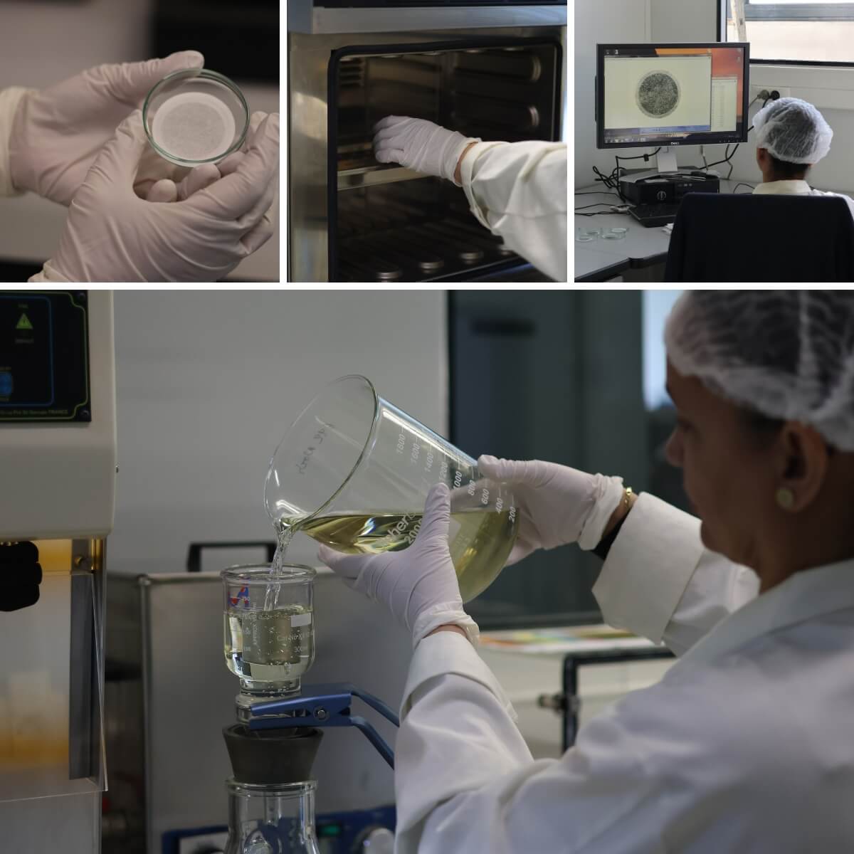 Test de propreté selon la norme ISO 16232 pour vérifier les particules et contaminants dans les pièces mécaniques.