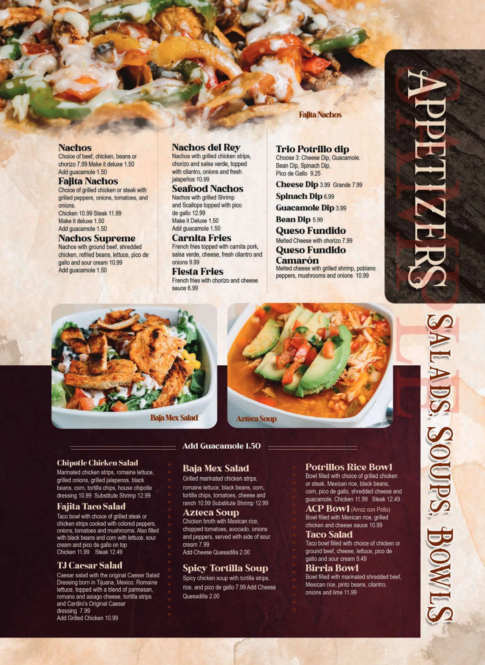 Tres Potrillos menu page 3.