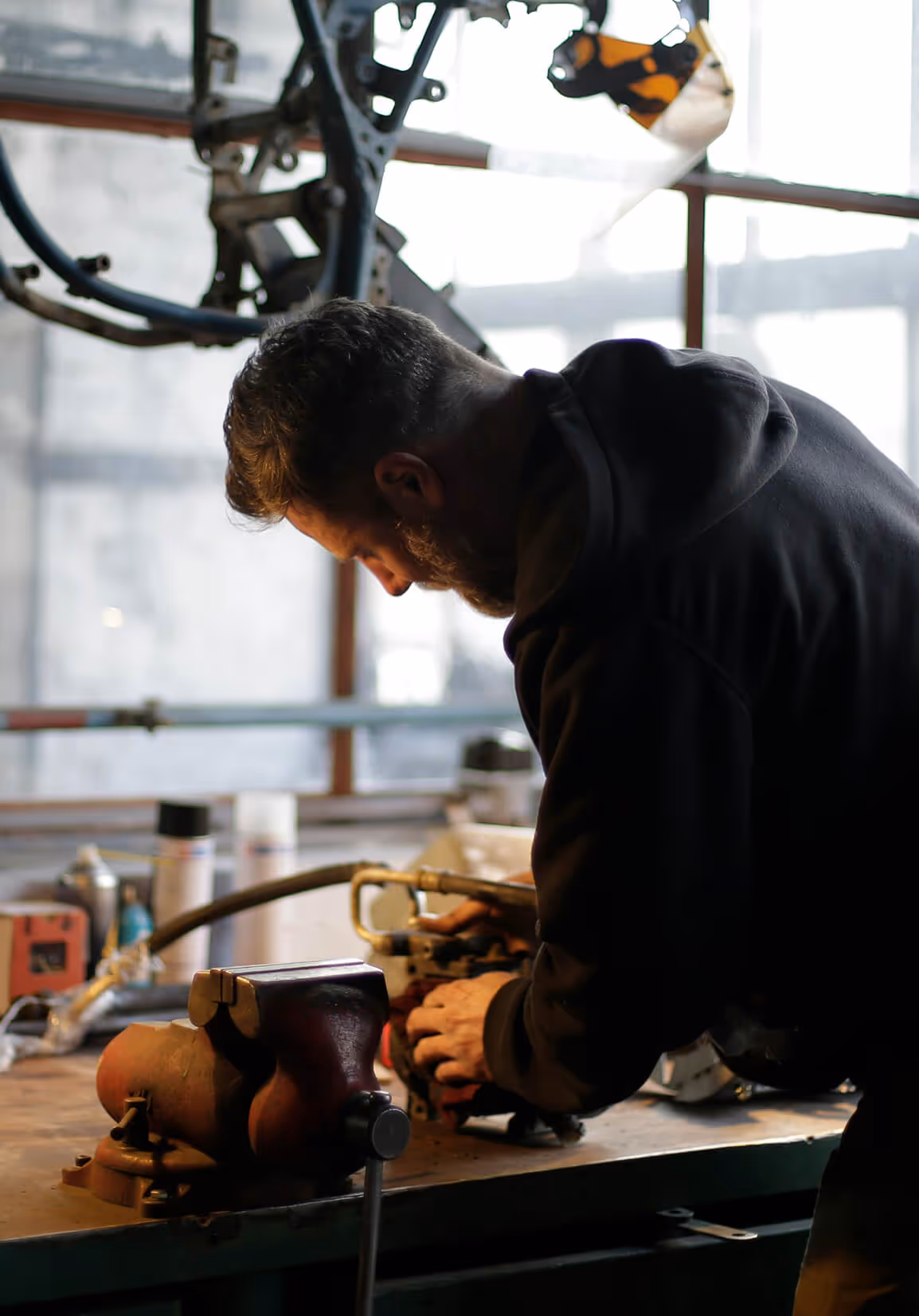 Man working at work bench
