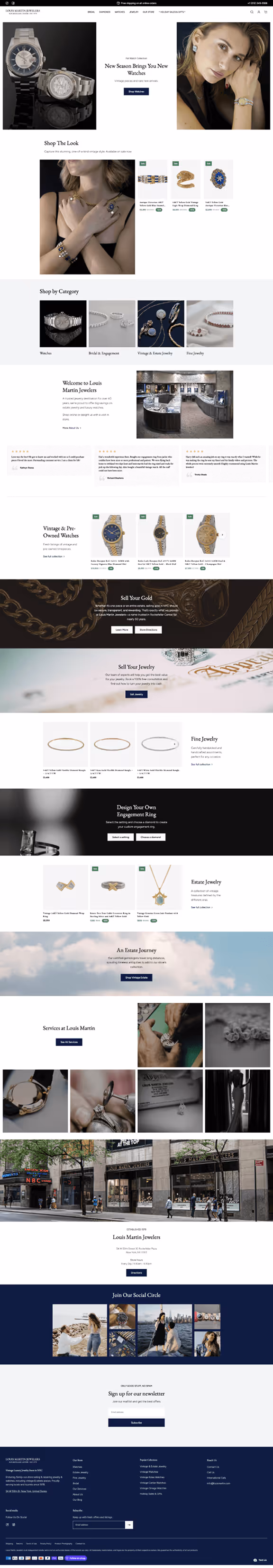 Full page screenshot of Louis Martin Jewelers website designed and developed by Nearby Web Guys.