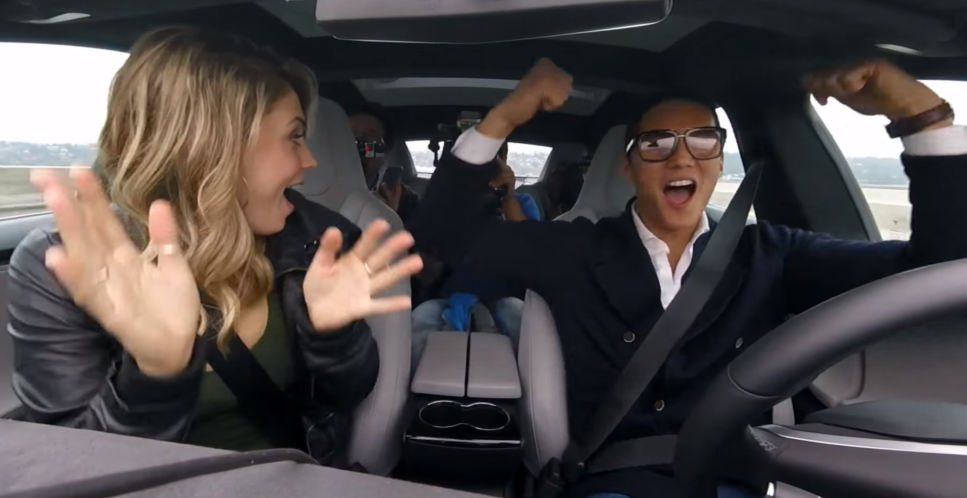 Couple arguing in a car