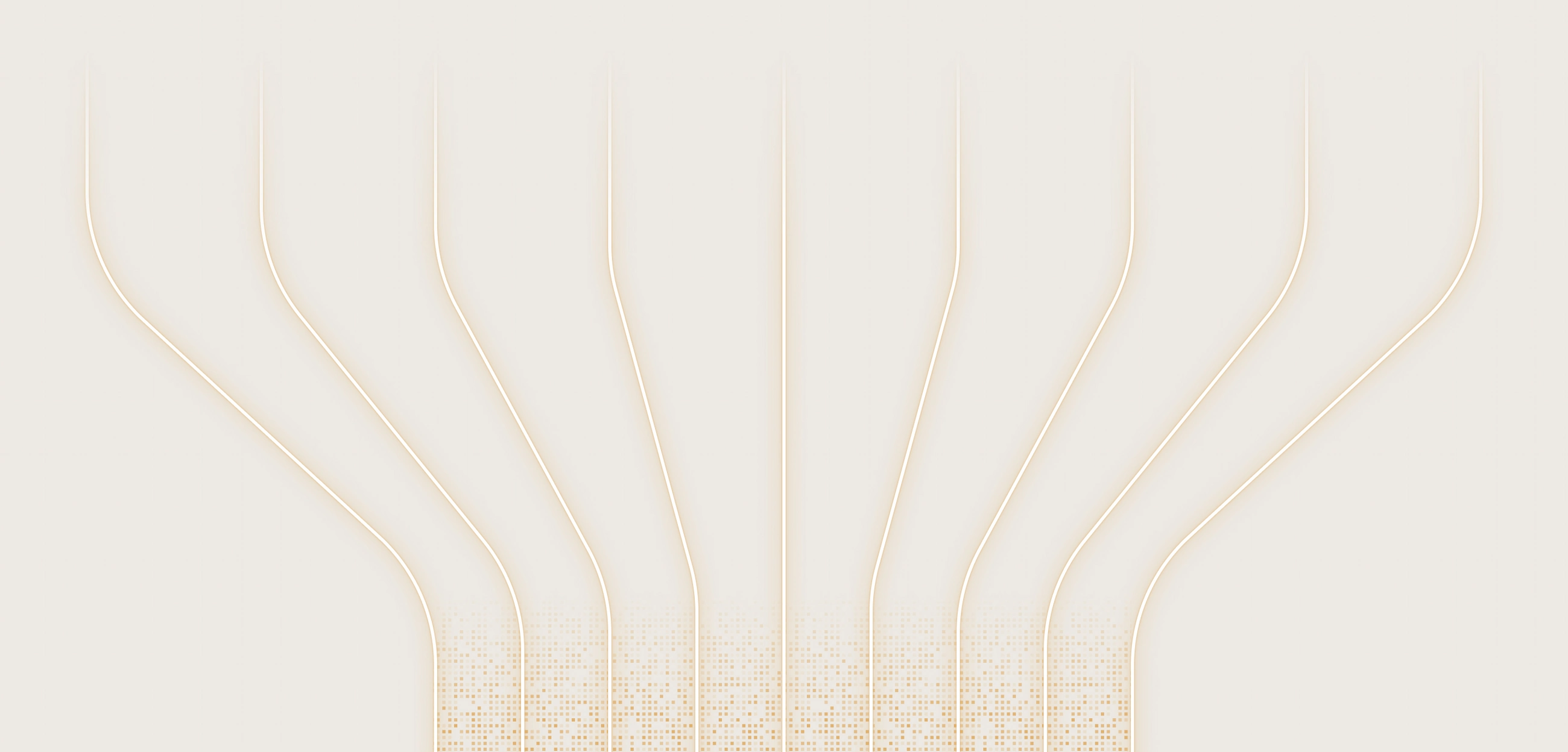 Abstract digital circuit design with beige and light brown interconnected lines and small square dots on a light background.