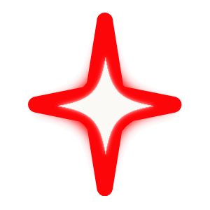 White four-point star with glowing red edges on a transparent background.