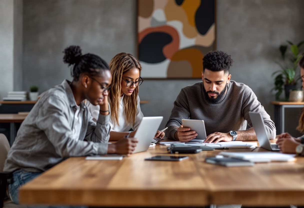 image of students collaborating on a project (for a edtech)