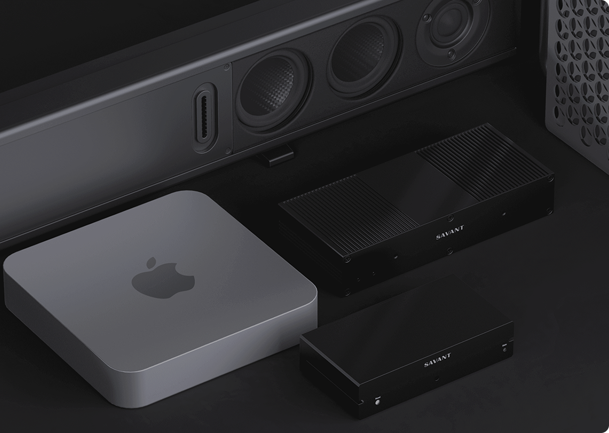 Smart audio equipment and media hub devices for integrated home sound control.