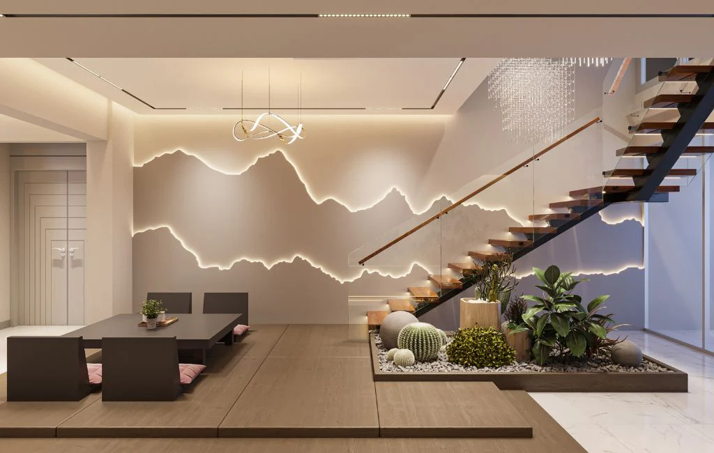 Illustrated diagram showing sensors, keypads, and smart alarm connections across a home.