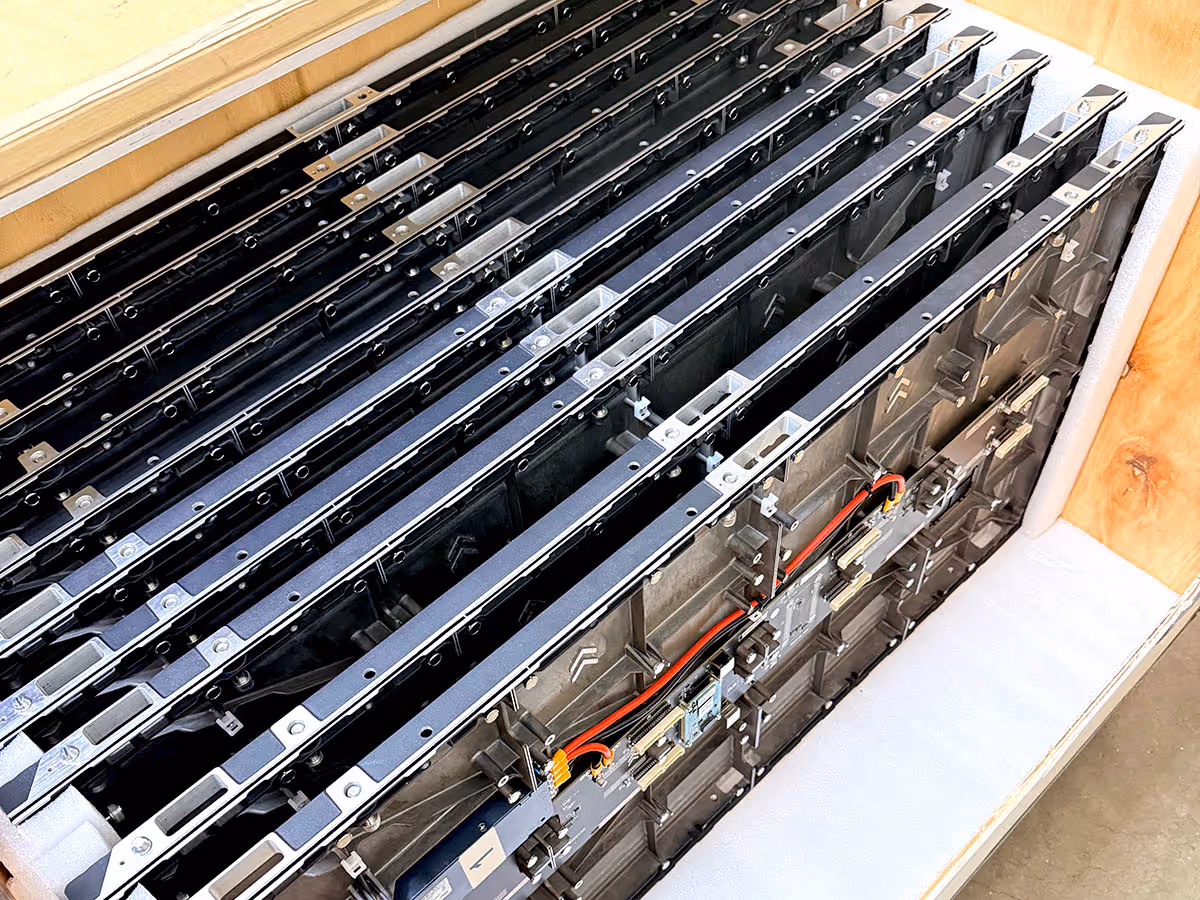 wooden case with video wall panels