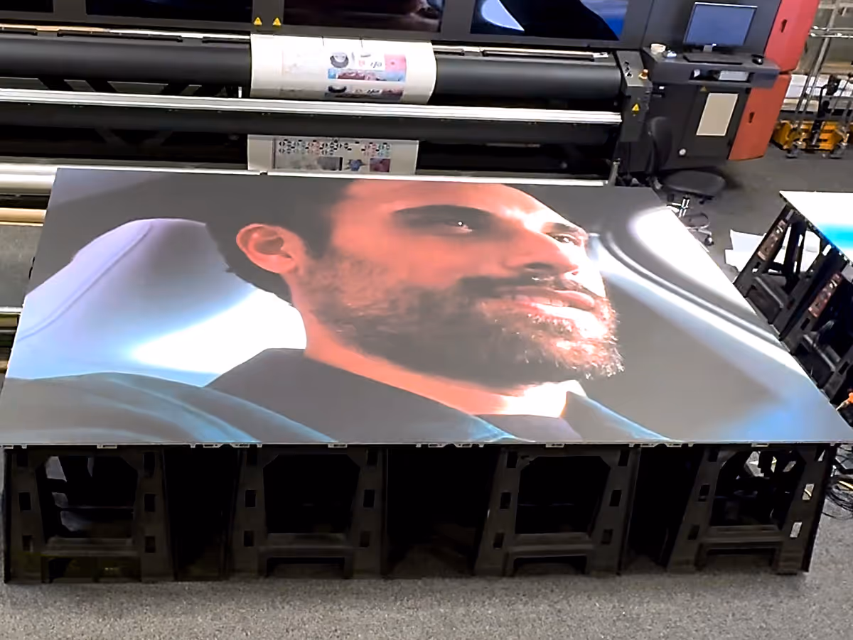 installed video wall with a video playing on it