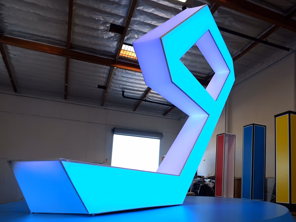 Large illuminated fabricated number sign that changes color