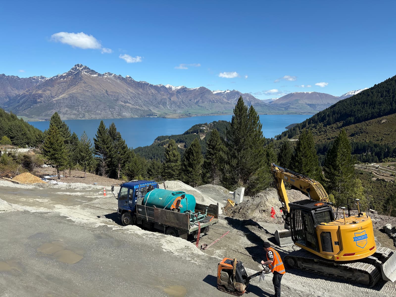 Picture of a building site with a view over Queenstown and Lake Wakatipu.