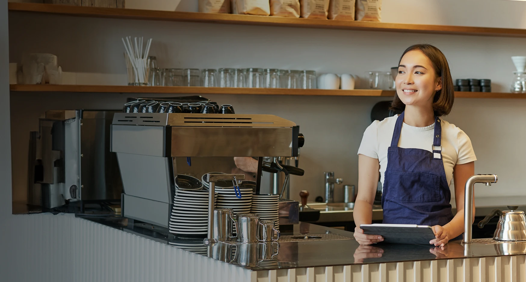 Linga POS system in use at a restaurant or retail counter