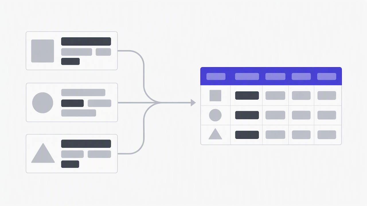 Product records mapped into a shared catalog structure