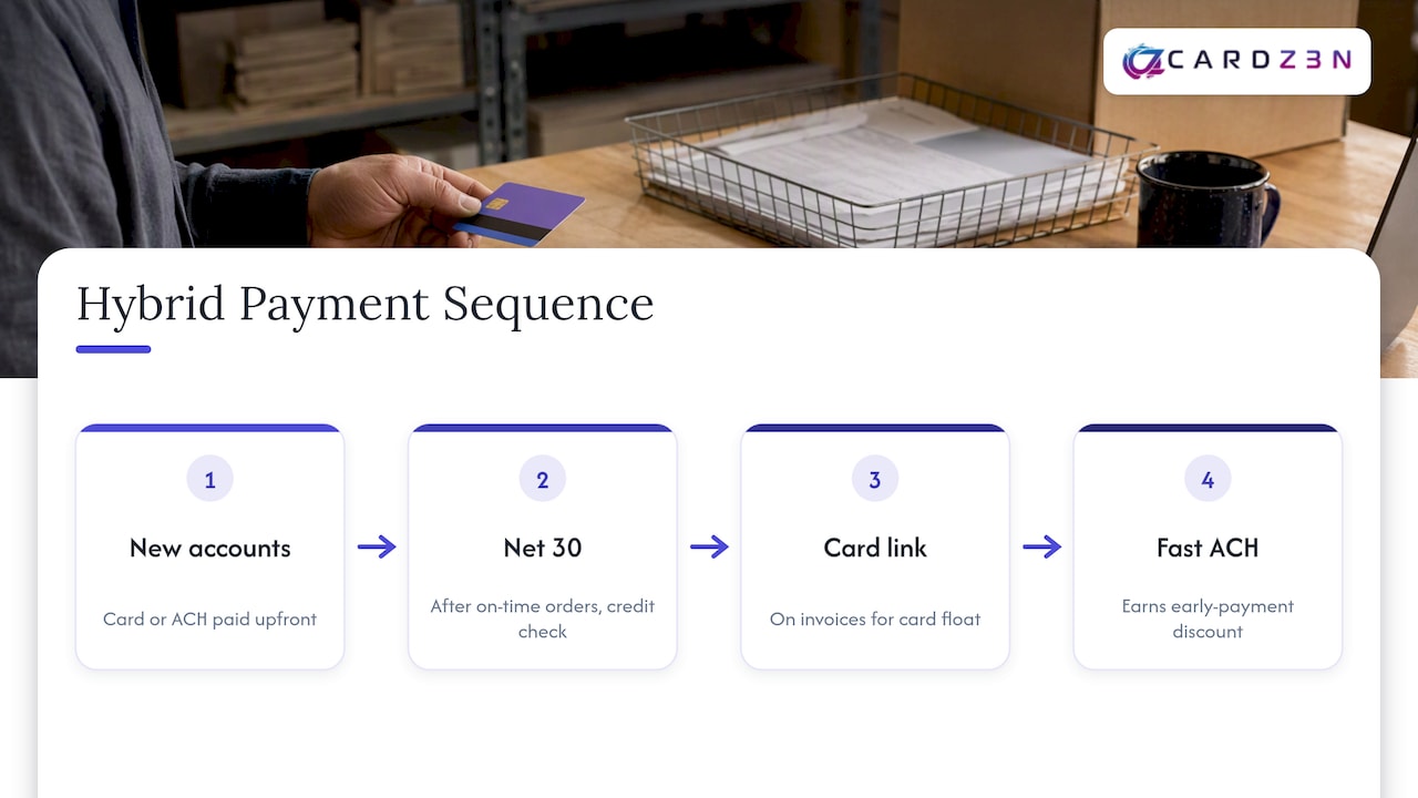 Steps in a hybrid B2B payment workflow