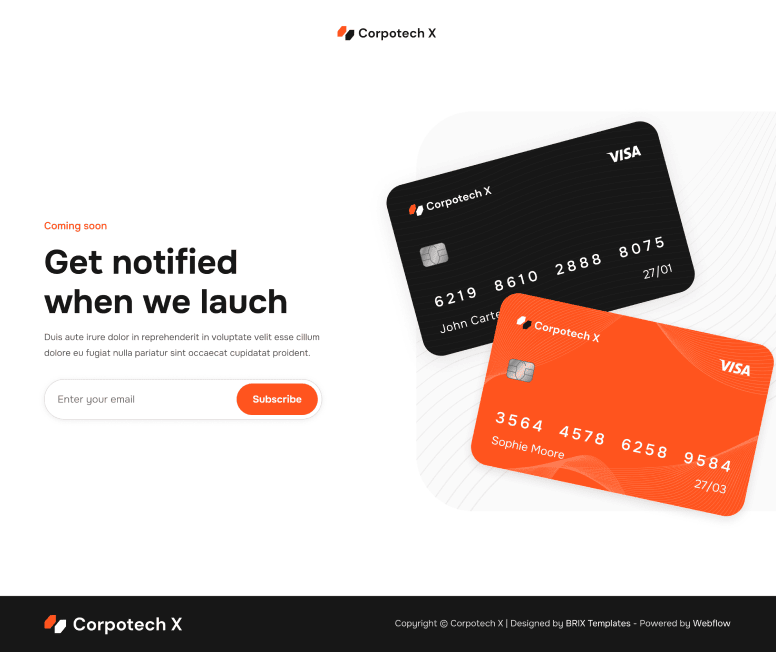 Corpotech X - Coming Soon Page - Corporate Webflow Template