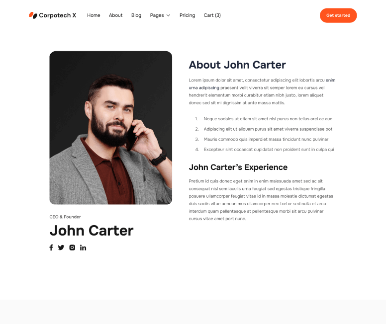 Corpotech X - Team Member Page - Corporate Webflow Template