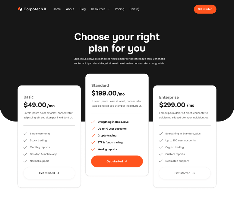 Corpotech X - Pricing Page - Corporate Webflow Template