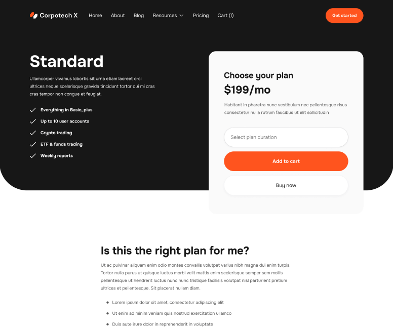 Corpotech X - Pricing Single Page - Corporate Webflow Template
