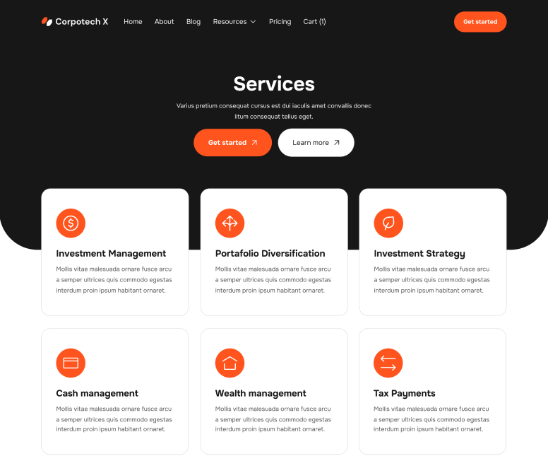 Corpotech X - Services Page - Corporate Webflow Template