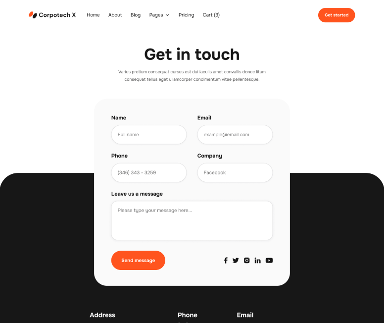 Corpotech X - Contact V1 Page - Corporate Webflow Template