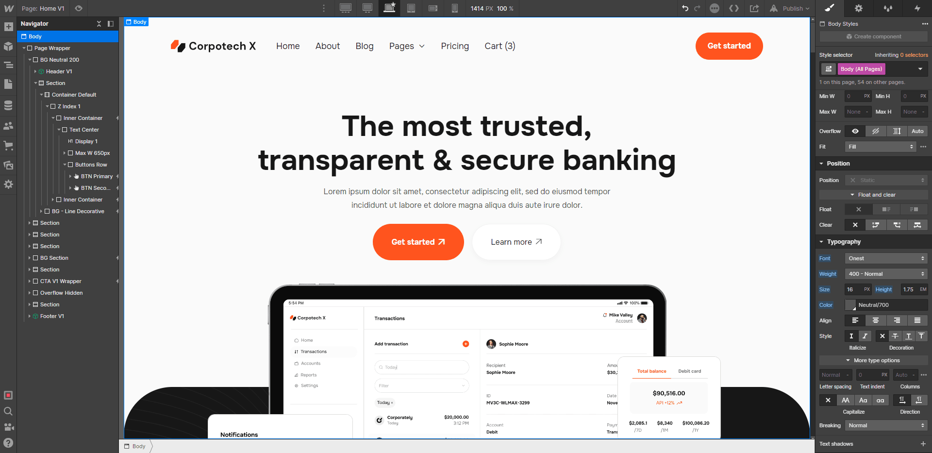 Corpotech X Webflow Template And Ui Kit Typography
