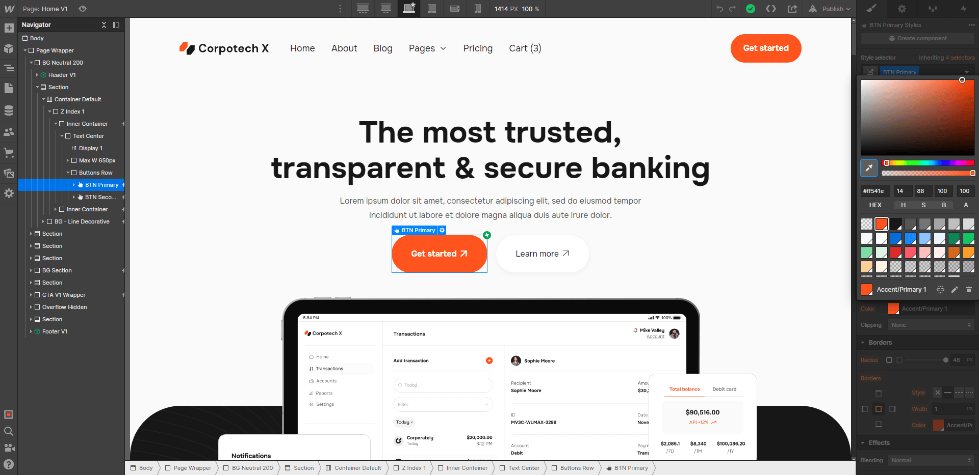 Corpotech X Webflow Template And Ui Kit Color