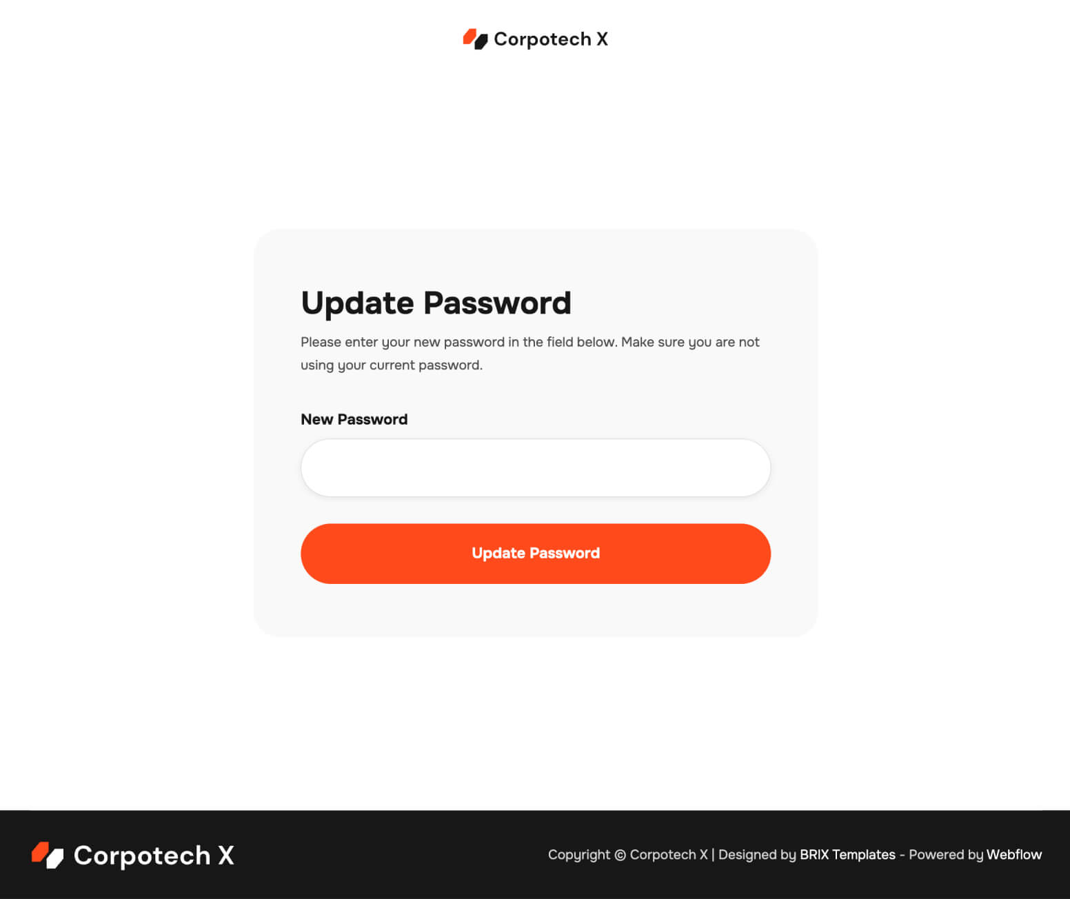 Corpotech X - Update Password Page - Corporate Webflow Template