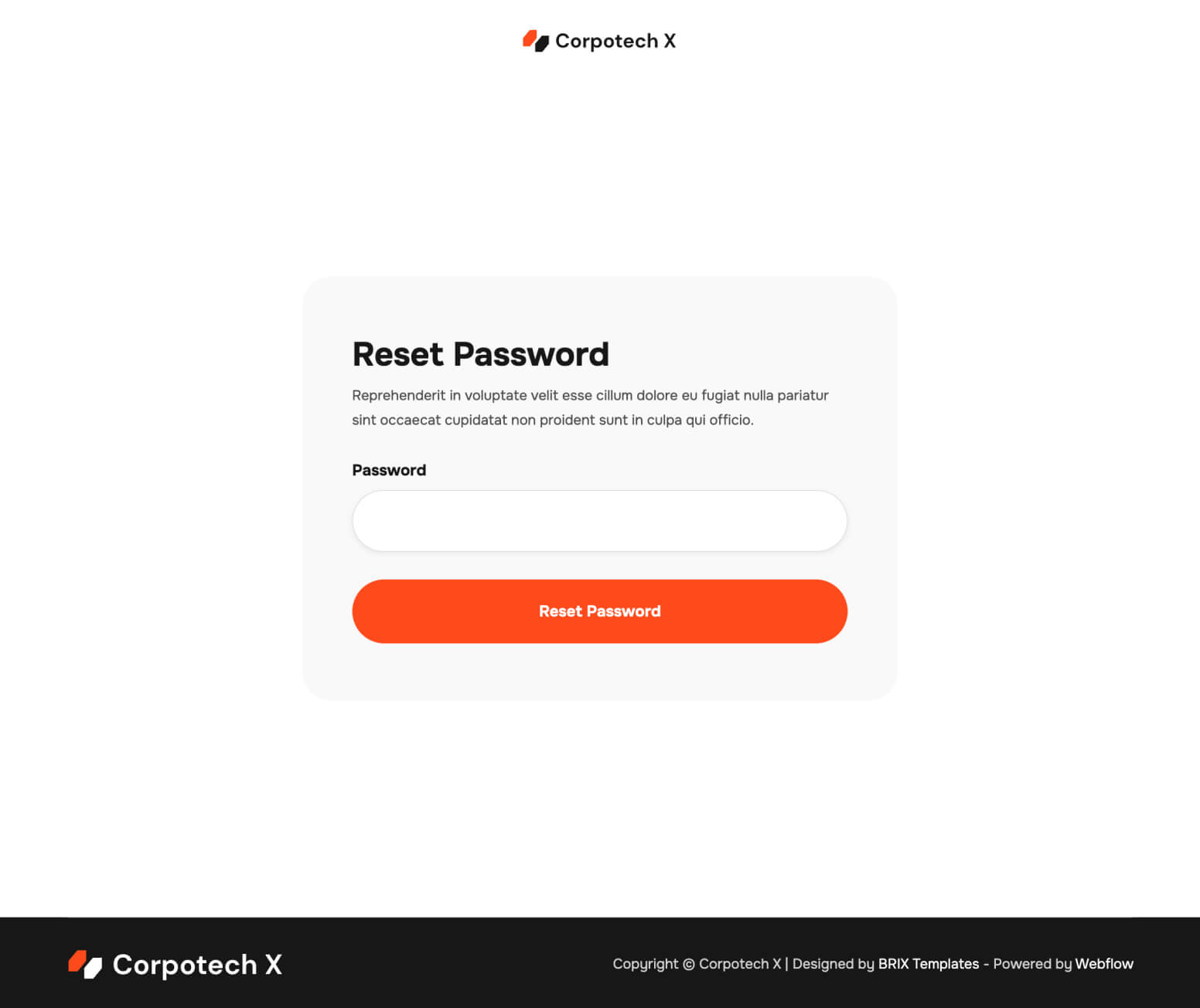 Corpotech X - Reset Password Page - Corporate Webflow Template