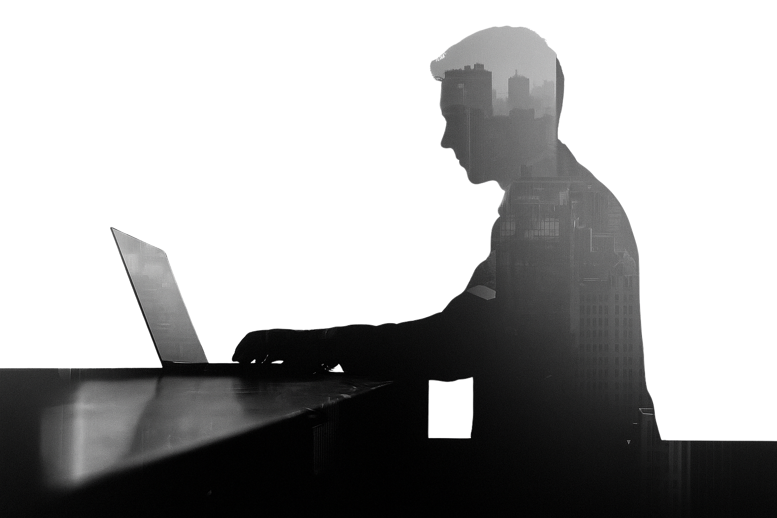 a man typing and working on a computer 