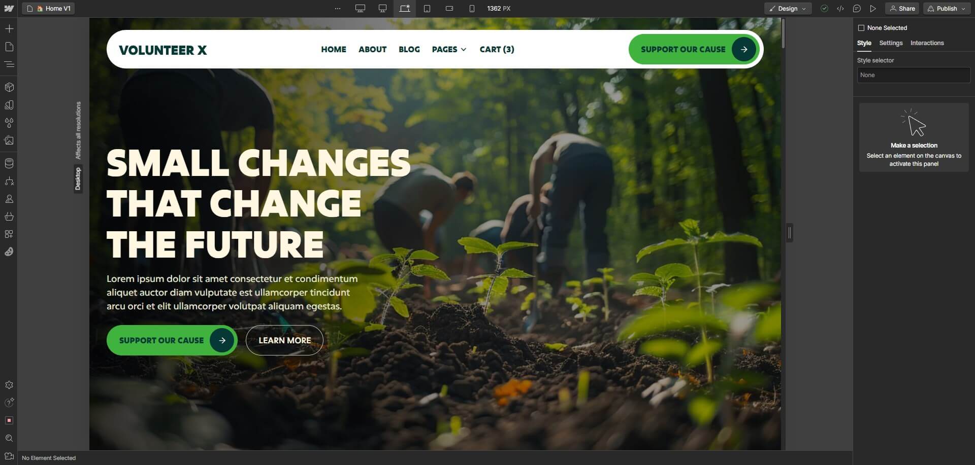 Volunteer X Webflow Template - and Ui Kit Static Content