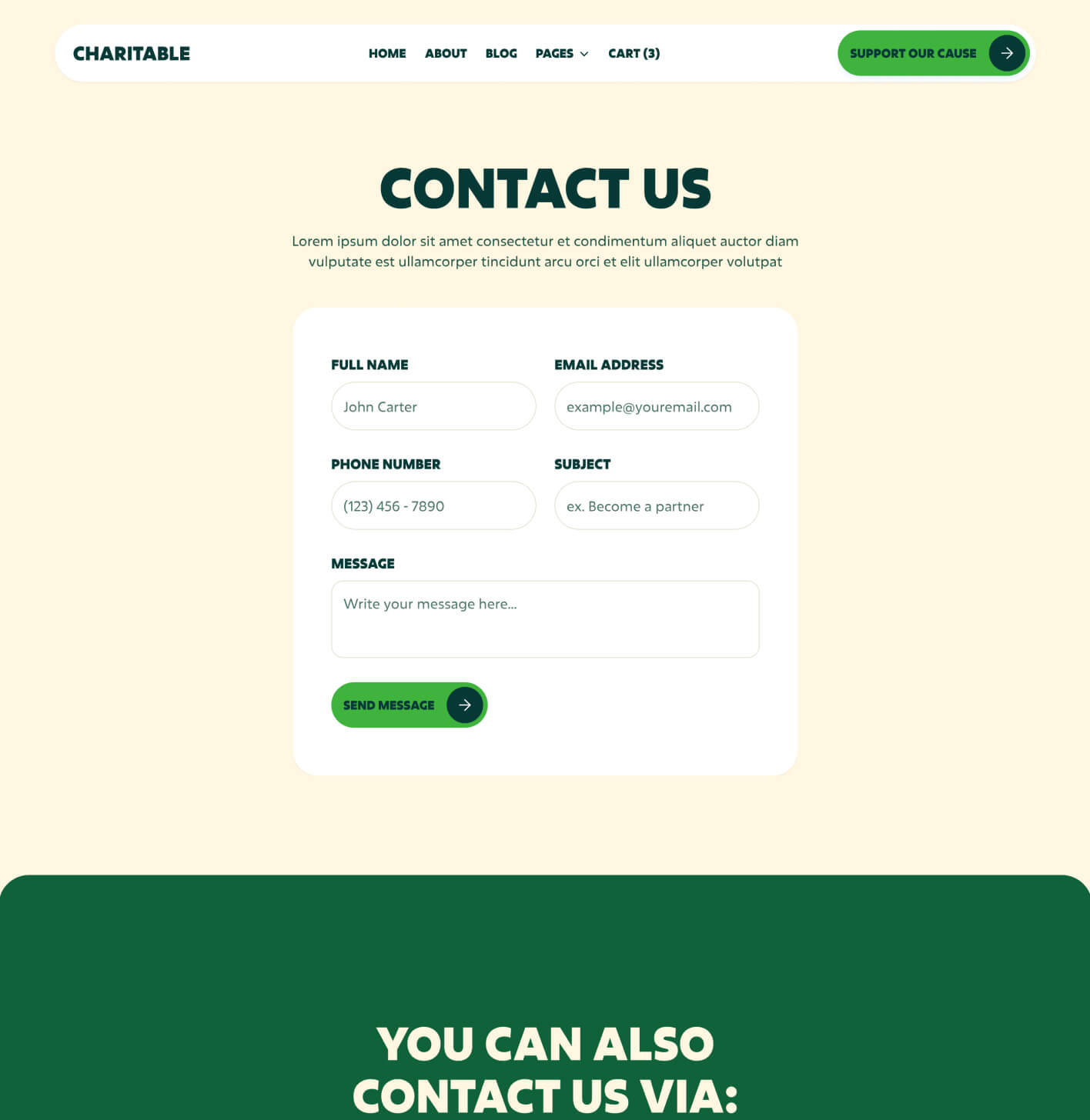Charitable - Contact V1 Page - Nonprofit Webflow Template