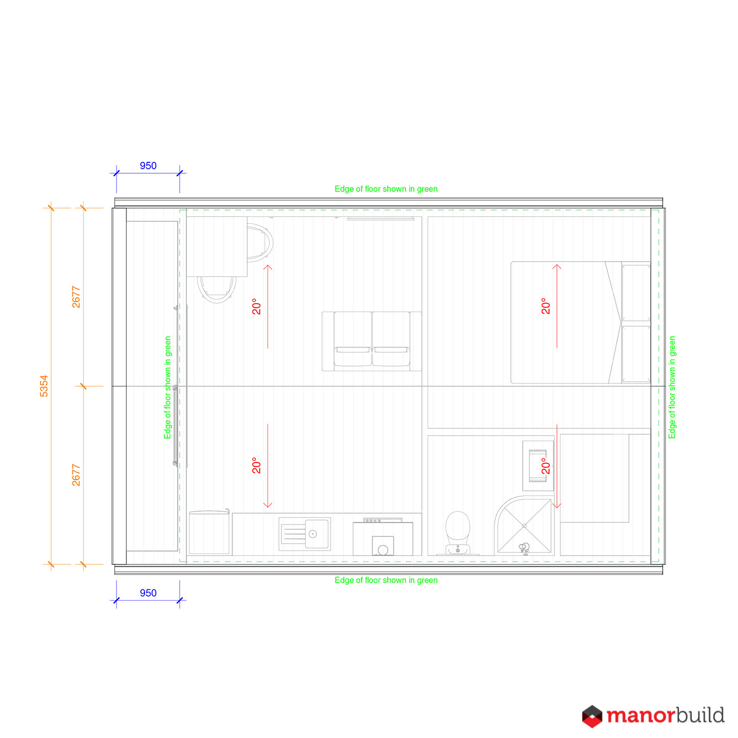 1 bedroom stock unit furnished floor layout