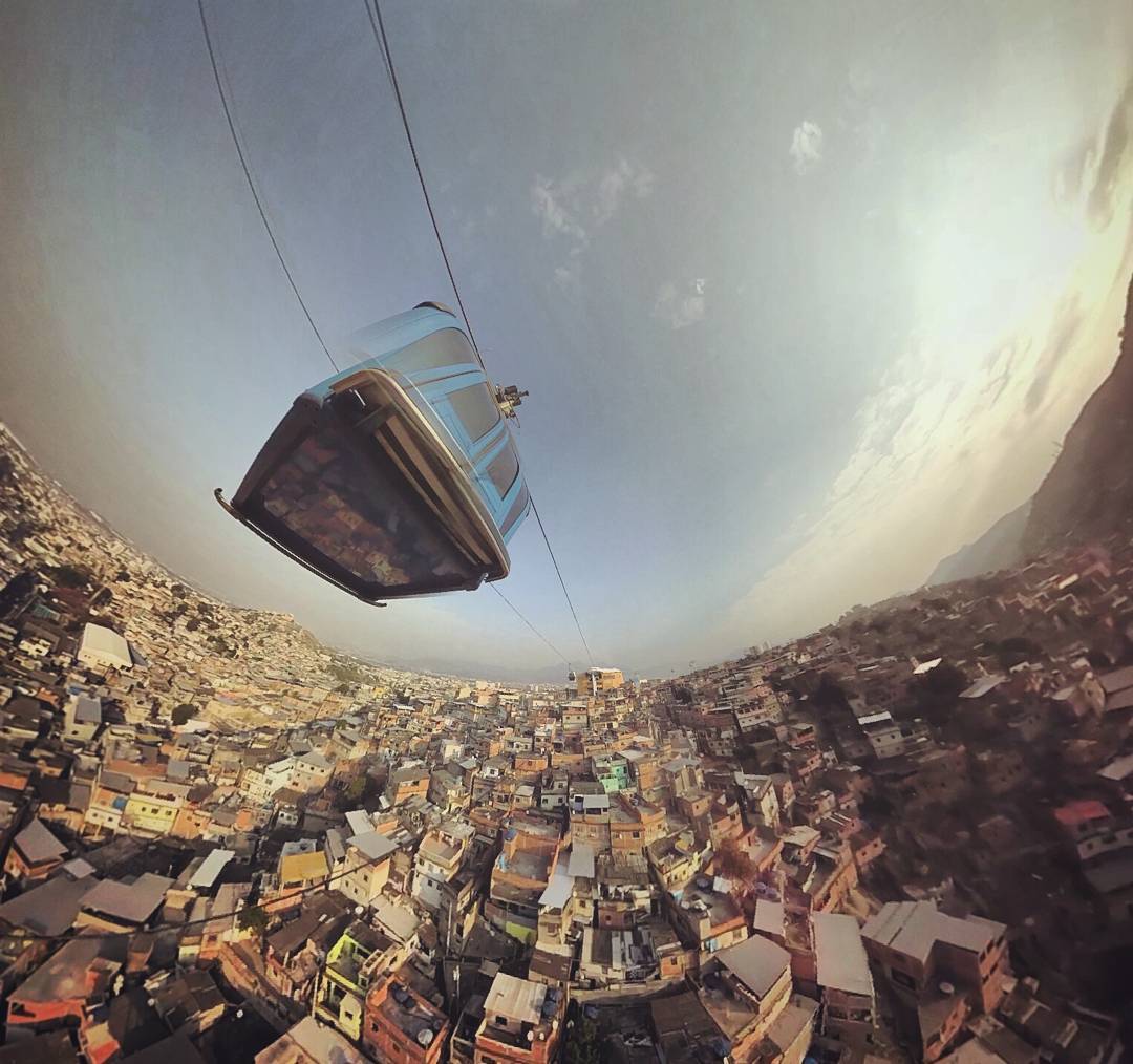 Complexo do Alemão cable car surrounded by the favelas